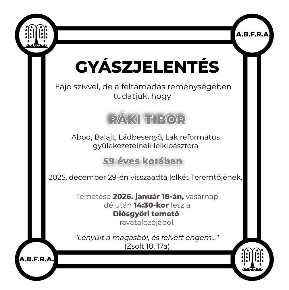 Gyászjelentés Ráki Tibor 01